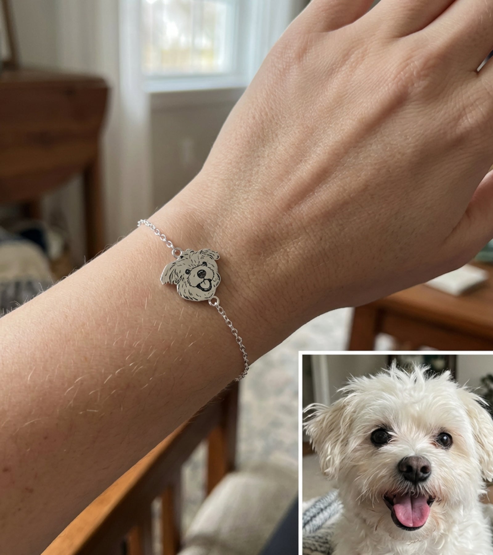 Custom Pet Portrait Bracelet - 925 Sterling Silver