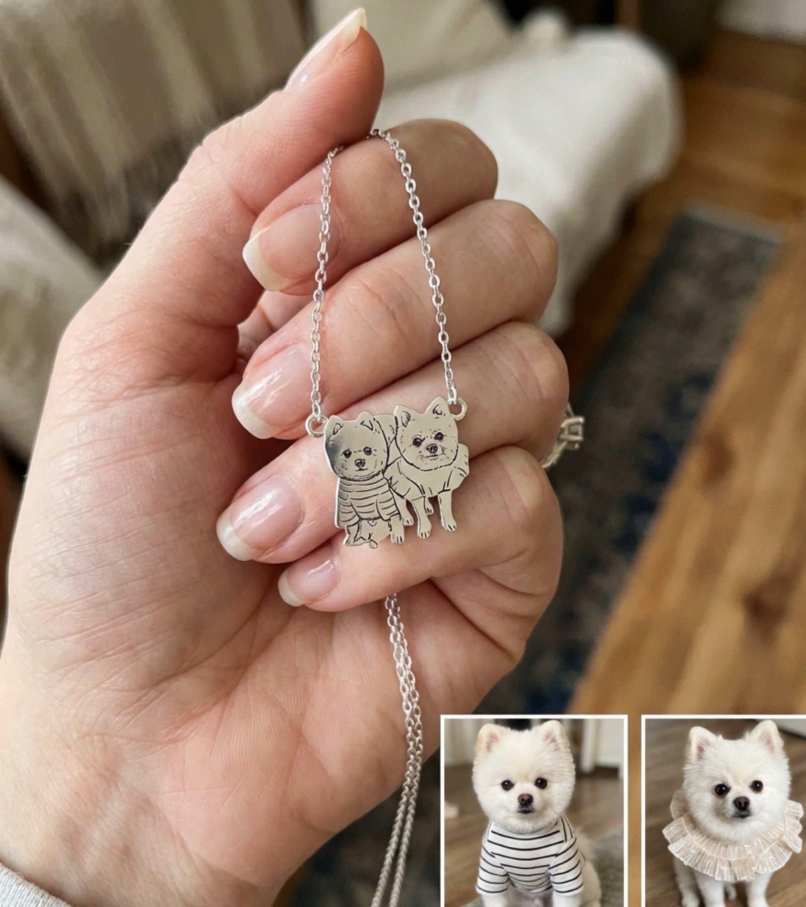 Custom Pet Portrait Necklace - 925 Sterling Silver